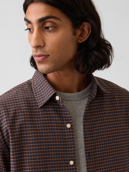 Kahverengi Relaxed Crop Straight-hem Oxford Gömlek