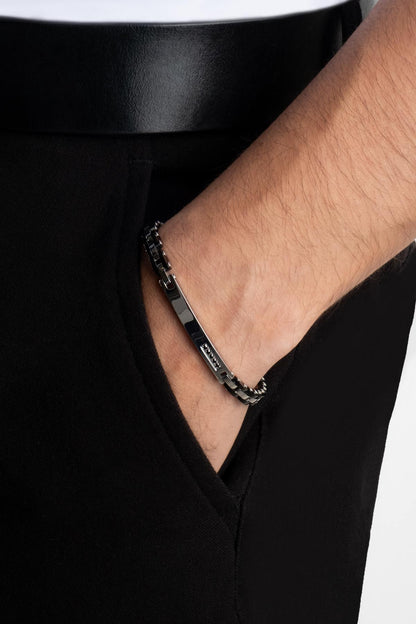 Siyah Taşlı 21 Cm Çelik Erkek Bileklik 02440340299