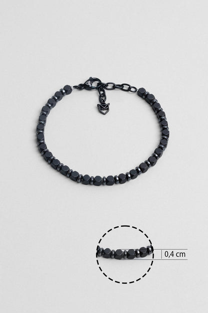 Gri Hematit Taşlı Ayarlanabilir Erkek Çelik Üçlü Bileklik Seti 02441410299