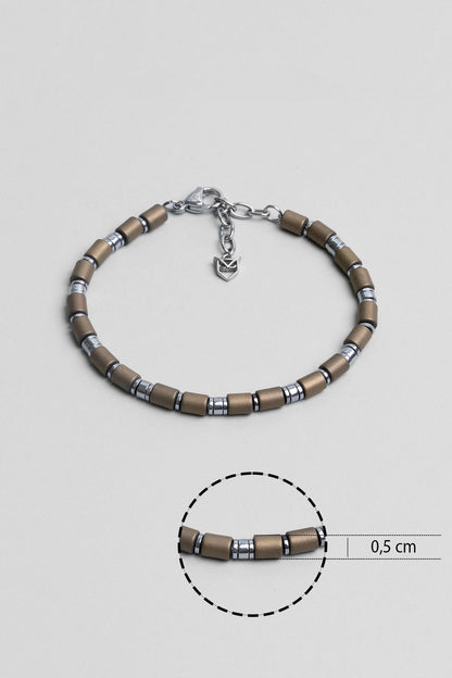 Kahverengi Hematit Taşlı Ayarlanabilir Erkek Çelik Üçlü Bileklik Seti 02441421199