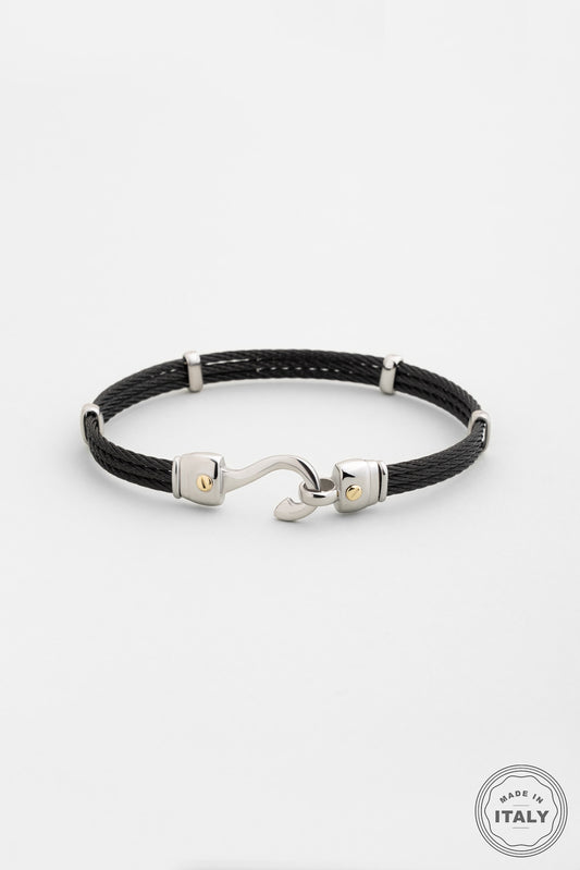 Janus Italyan 18 Ayar Sarı Altın Detaylı Çelik Erkek Bileklik 02441500299