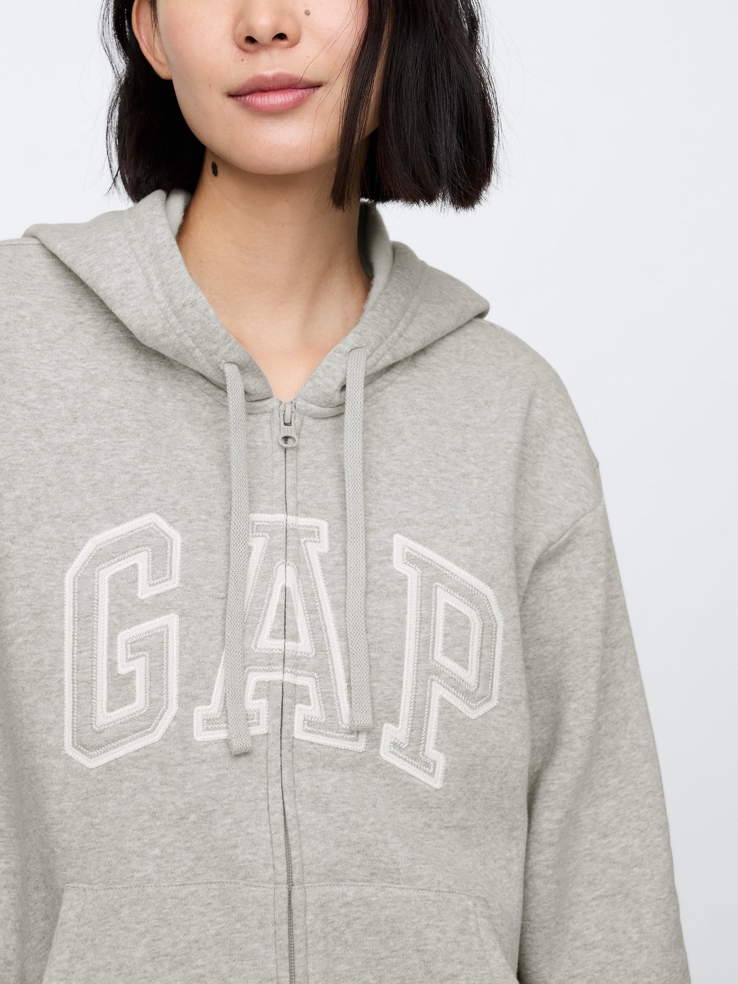 Gri Gap Logo Fleece Fermuarlı Sweatshirt