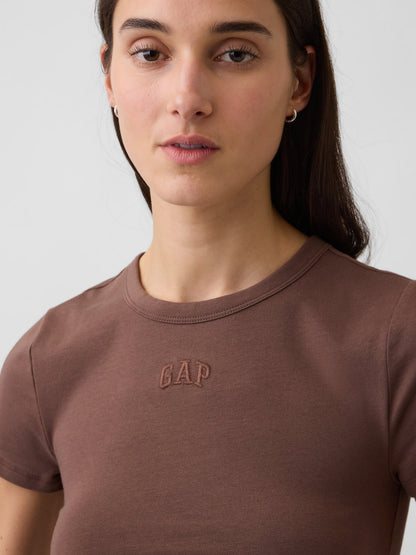 Kahverengi Closeknit Jersey Logo Ruched Side-tie T-shirt