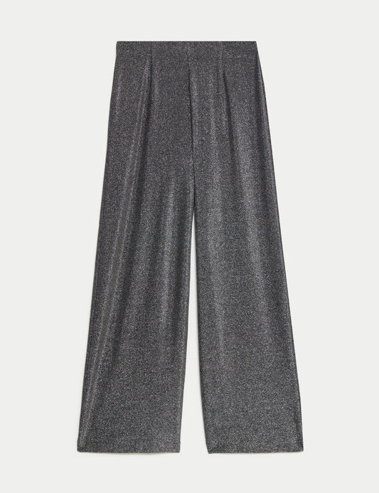 Parıltılı Wide Leg Pantolon