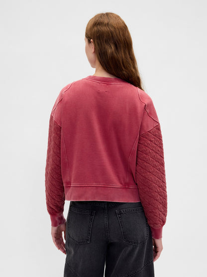 Kırmızı Stranger Things Yastıklı Kol Logolu Sweatshirt
