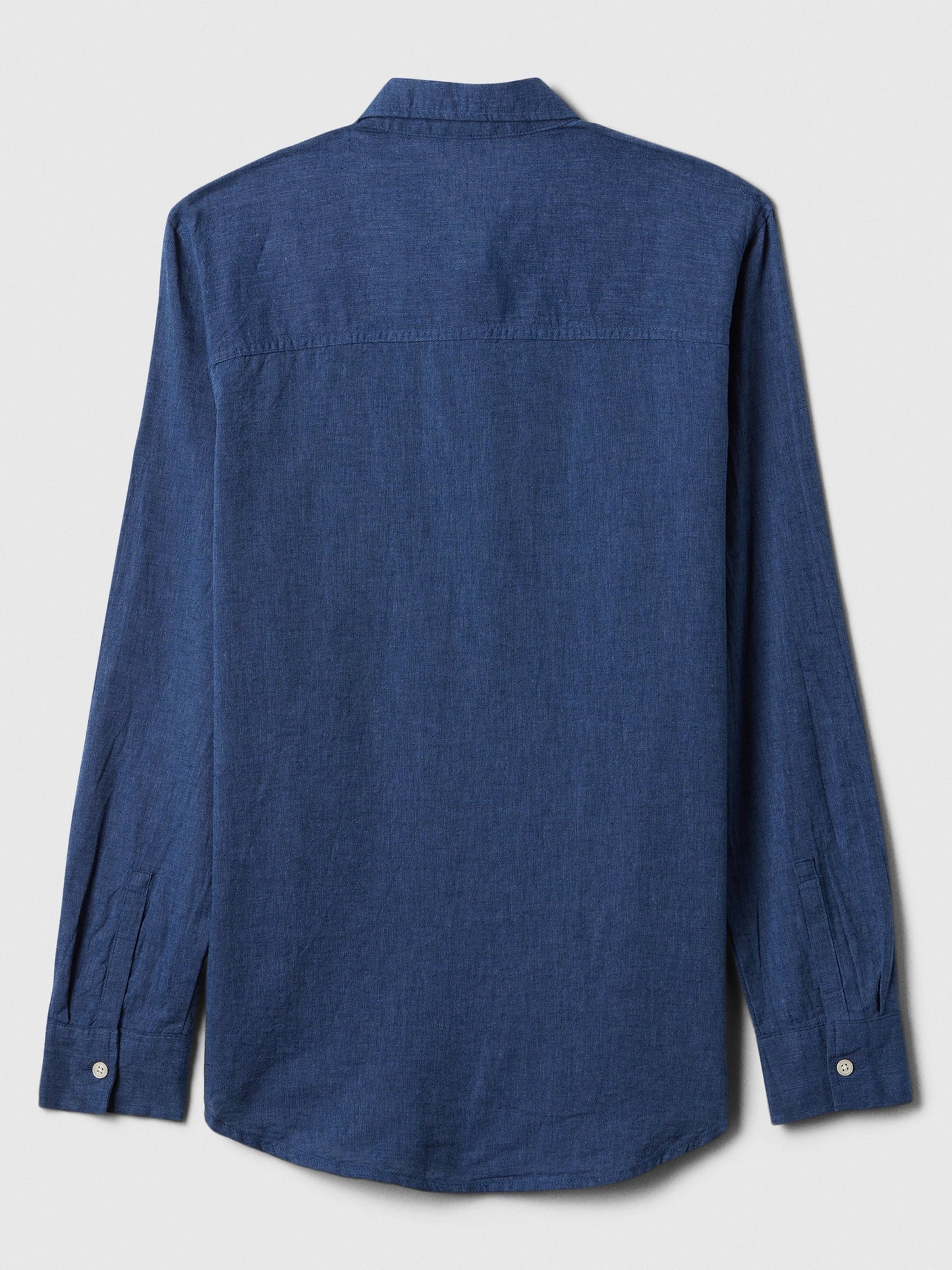 Denim Mavi Keten Karışımı Easy Gömlek