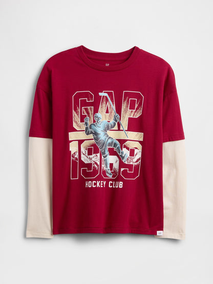 Kırmızı Relaxed Grafik T-shirt
