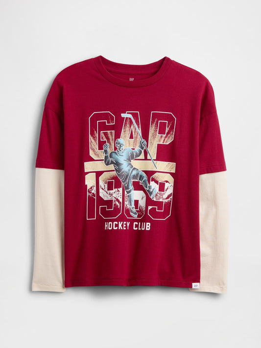 Kırmızı Relaxed Grafik T-shirt