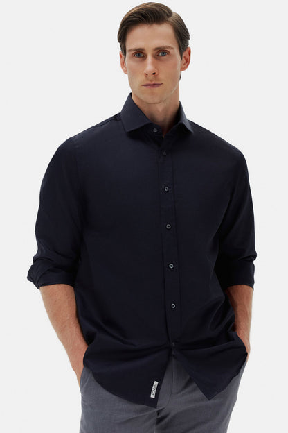 Damat Comfort Lacivert Düz %100 Pamuk Nano Care Gömlek
