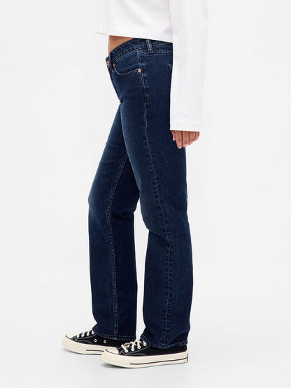 Koyu Mavi Curvy Low Rise '90s Slim Straight Jean Pantolon