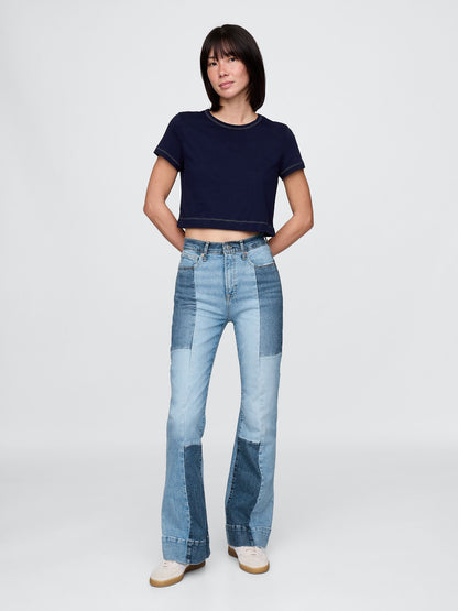 Mavi High Rise Patchwork '70s Flare Jean Pantolon