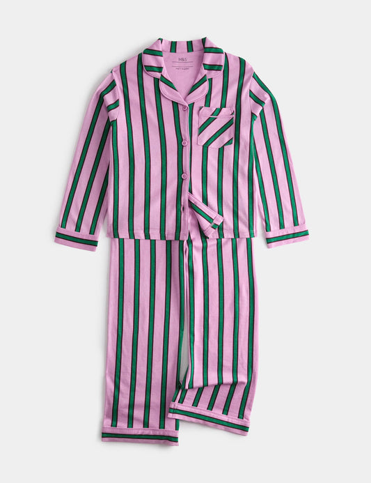 Saf Pamuklu Çizgili Pijama Takımı