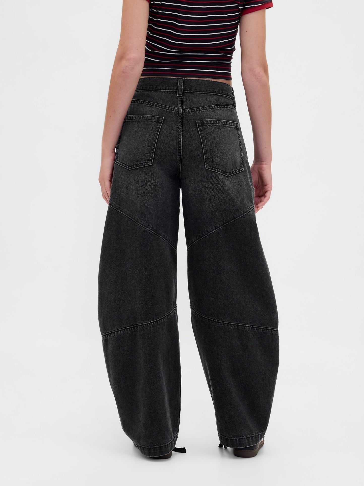 Siyah Stranger Things High Rise Seamed Horseshoe Jean Pantolon