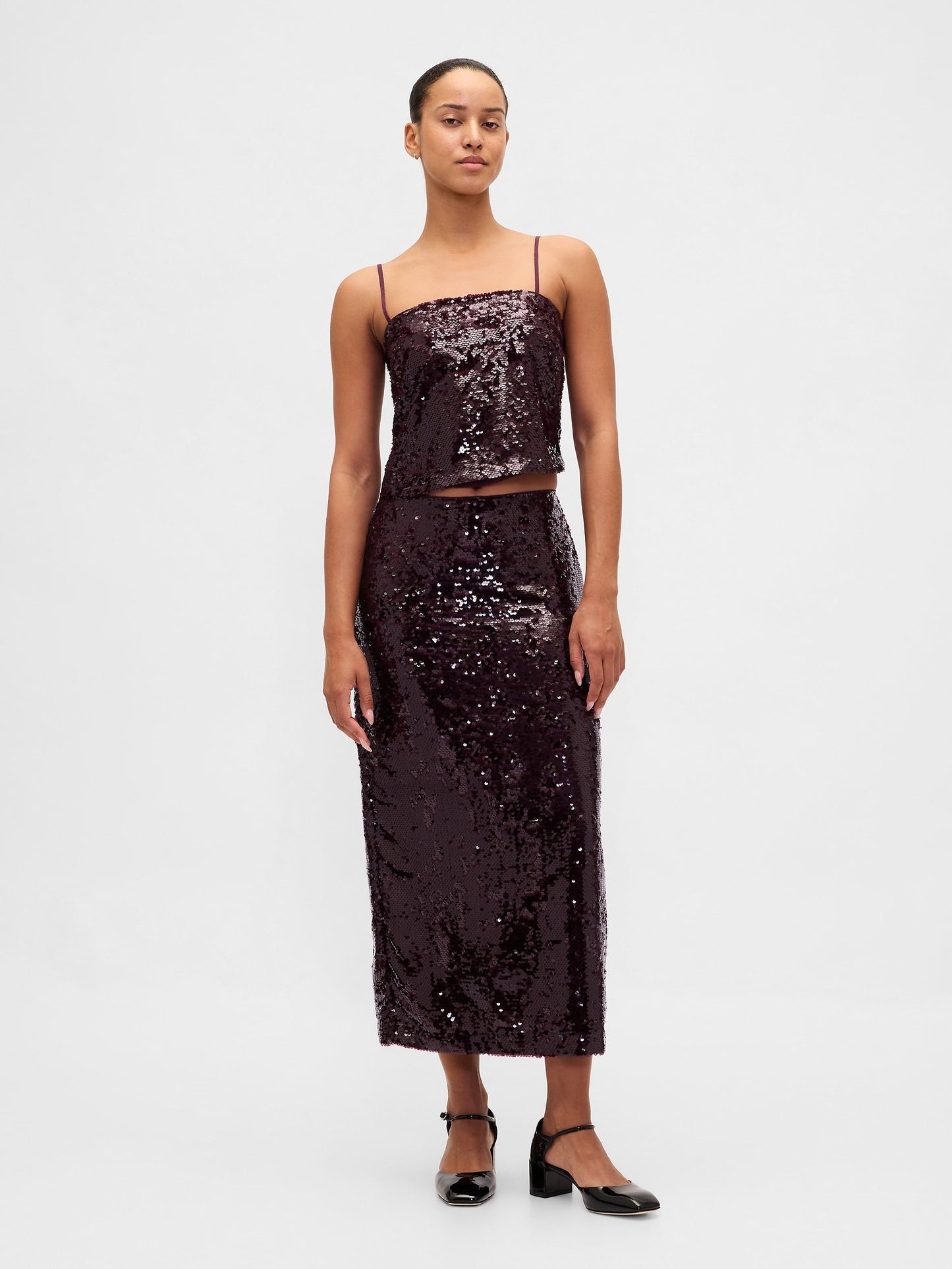 Lacivert Sequin Maxi Etek