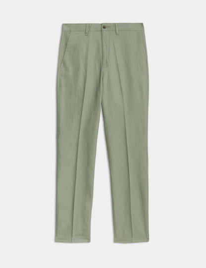 Regular Fit Keten Karışımlı Chino