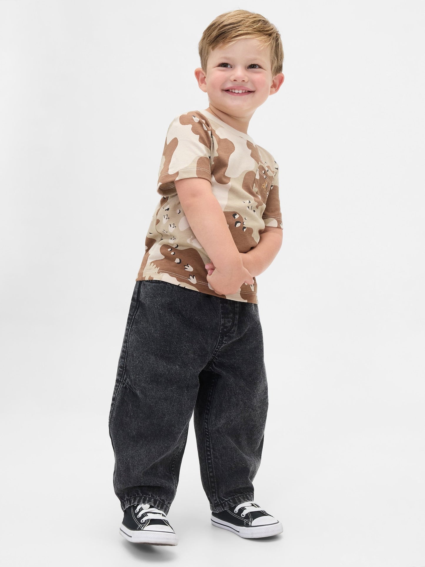 Bej Pull-on Barrel Jean Pantolon