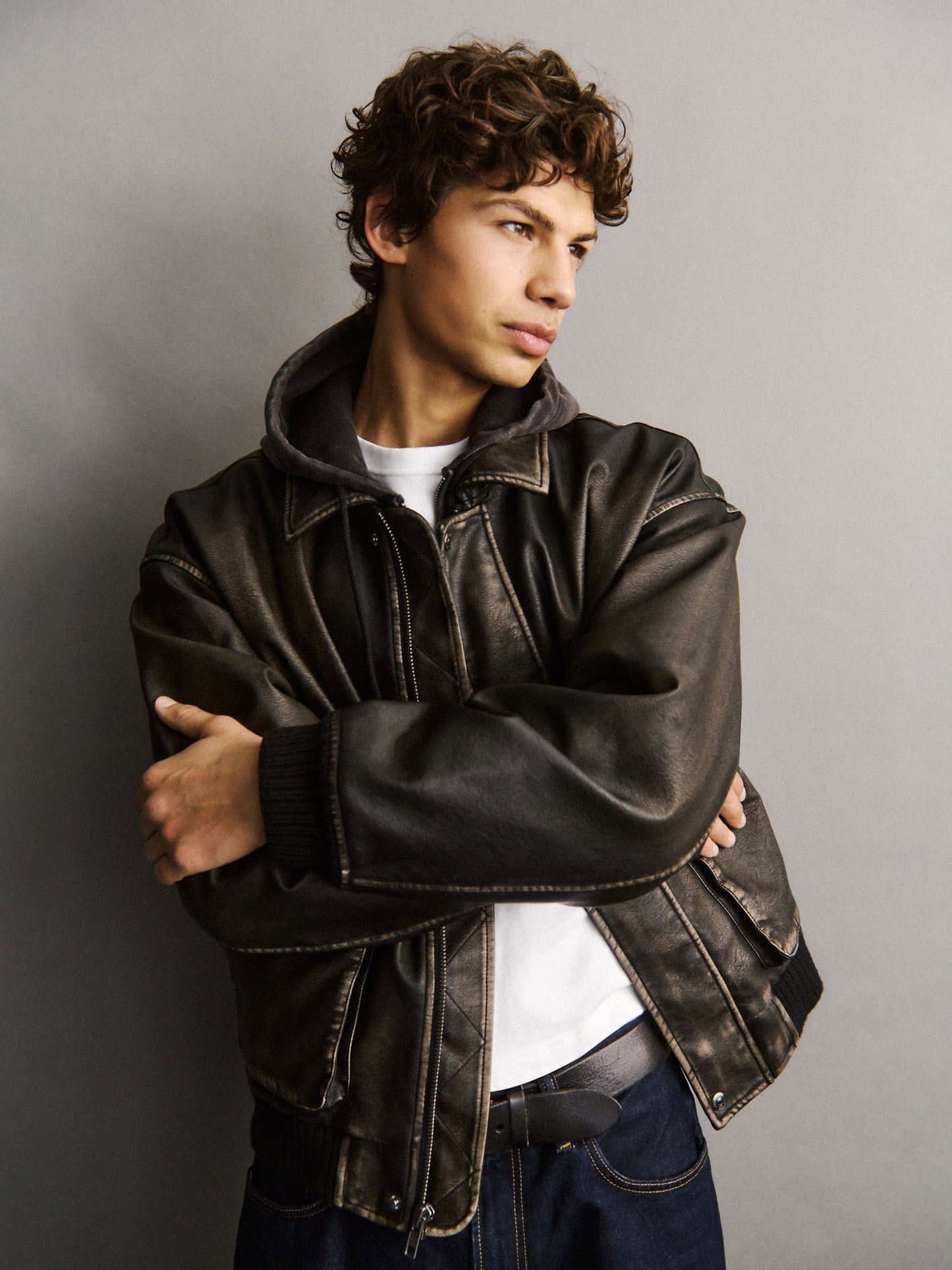 Siyah Recycled Vegan Deri Bomber Ceket