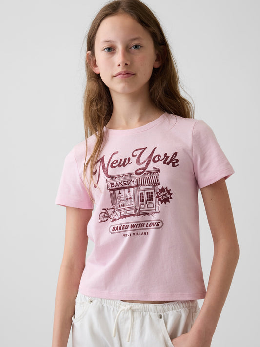 Açık Pembe Grafik Baskılı T-shirt