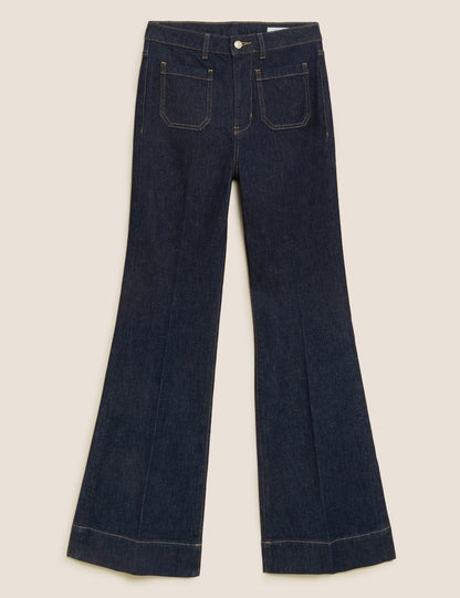 Yüksek Bel Flared Fit Jean Pantolon