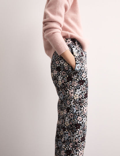 Çiçekli Jakarlı Straight Leg Pantolon