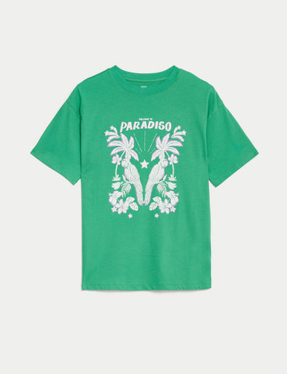 Saf Pamuklu Kısa Kollu T-shirt (6-16 Yaş)