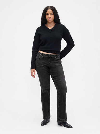 Siyah Low Rise Boot Jean Pantolon