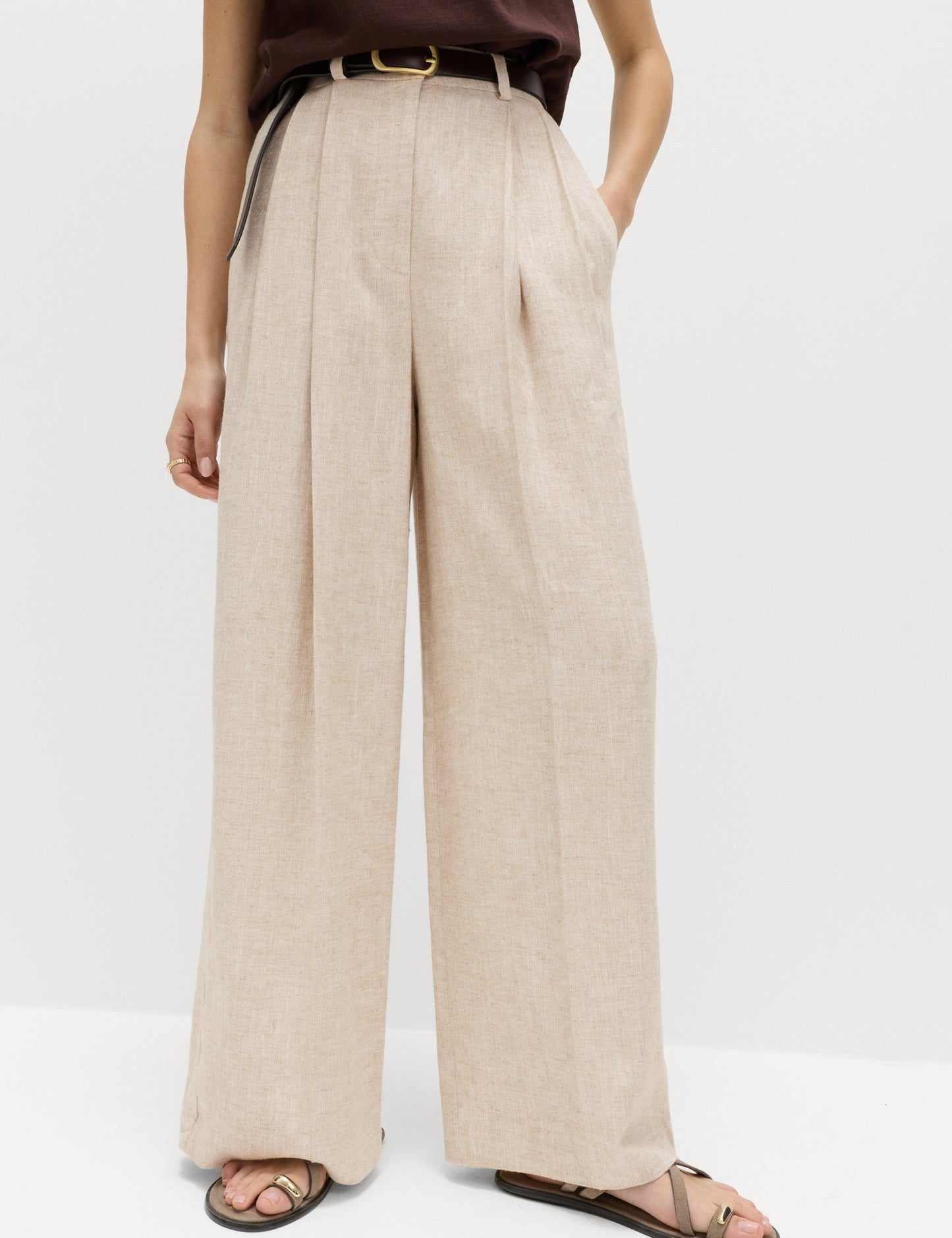 Keten Karışımlı Wide Leg Pantolon