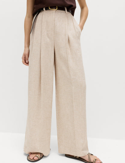 Keten Karışımlı Wide Leg Pantolon