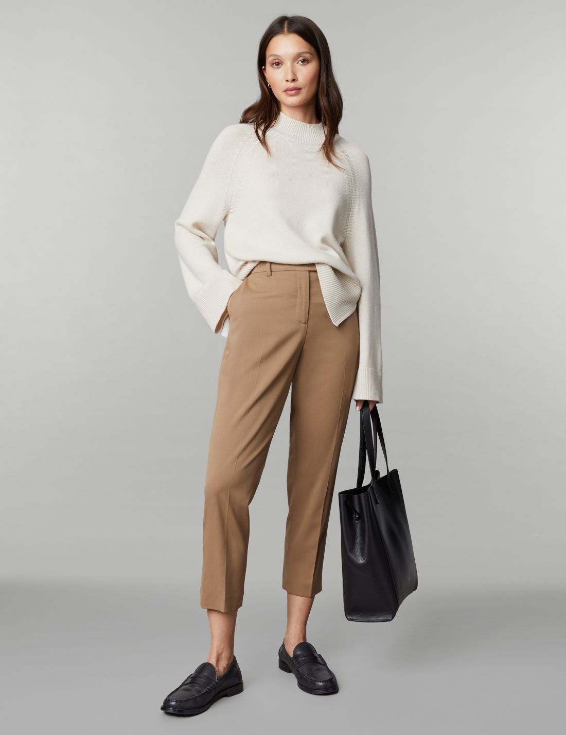 Straight Leg Yün Crop Pantolon