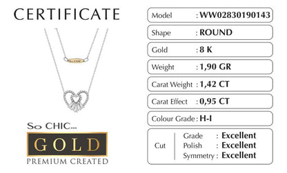 Beyaz Altın Sertifikalı Premium Created Trapez Taşlı Kalp Kolye Ww02830190143