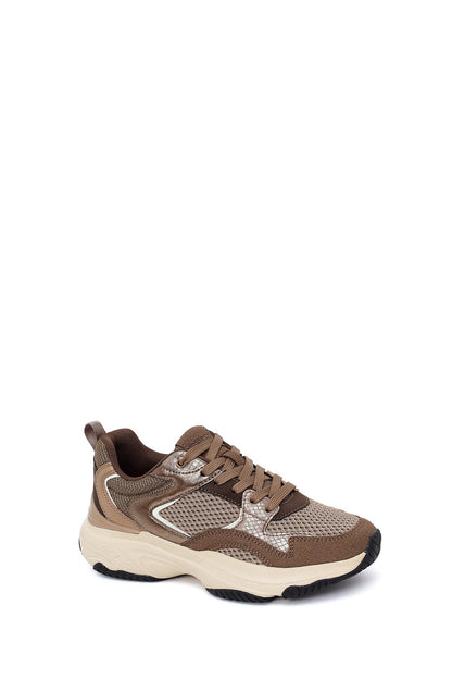 Kadın Bronz Bağcıklı Kalın Tabanlı Sneaker