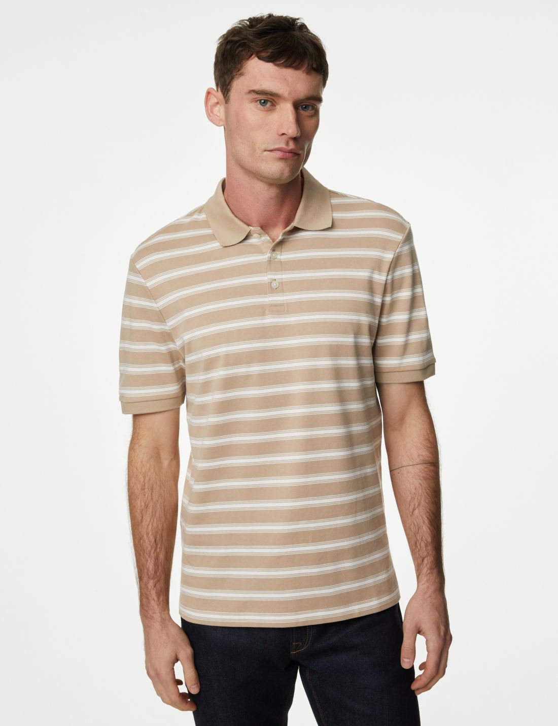 Saf Pamuklu Kısa Kollu Polo Yaka T-shirt