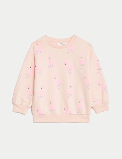 Desenli Yuvarlak Yaka Sweatshirt