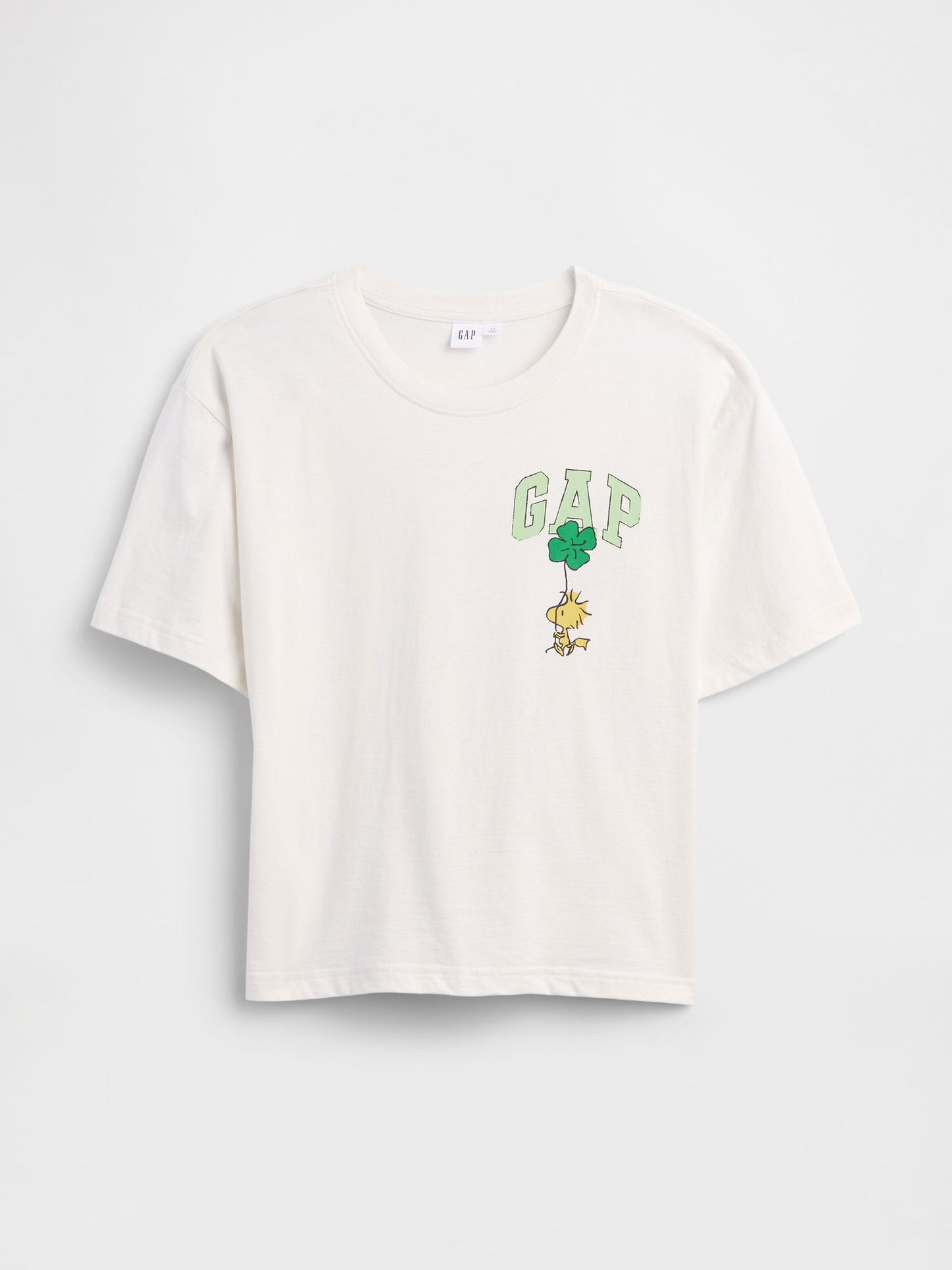 Beyaz Peanuts Oversized Bisiklet Yaka T-shirt