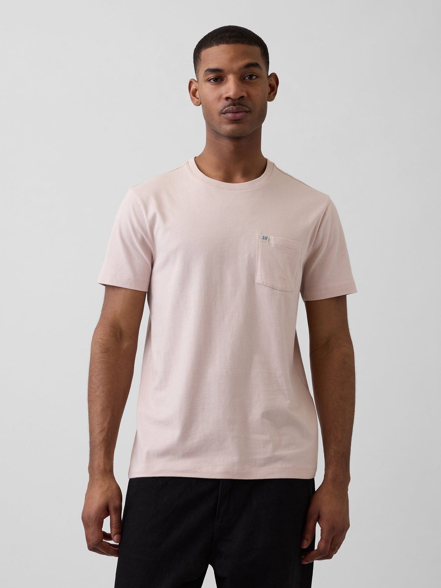 Açık Pembe Organik Pamuk Cepli T-shirt