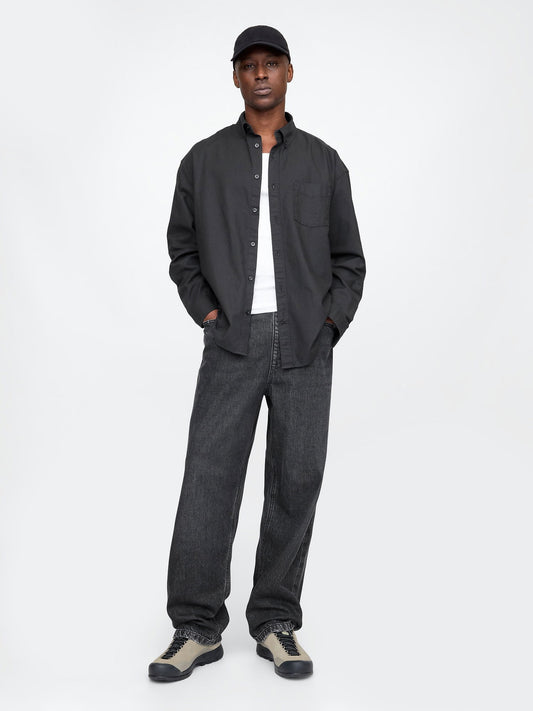 Lacivert UltraSoft Baggy Jean Pantolon