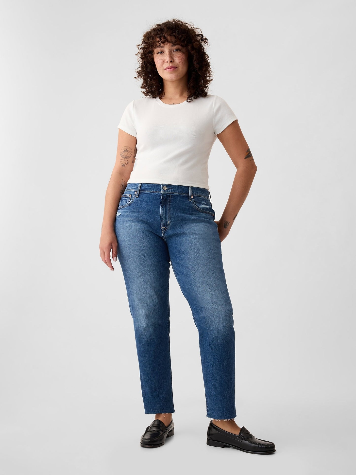 Mavi Mid Rise Washwell Girlfriend Jean Pantolon