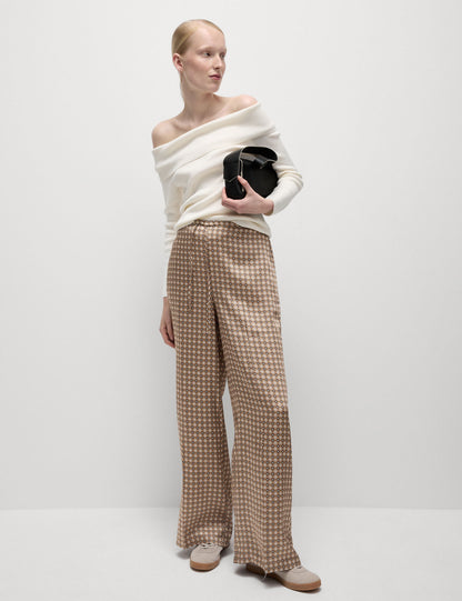 Geometrik Desenli Wide Leg Pantolon