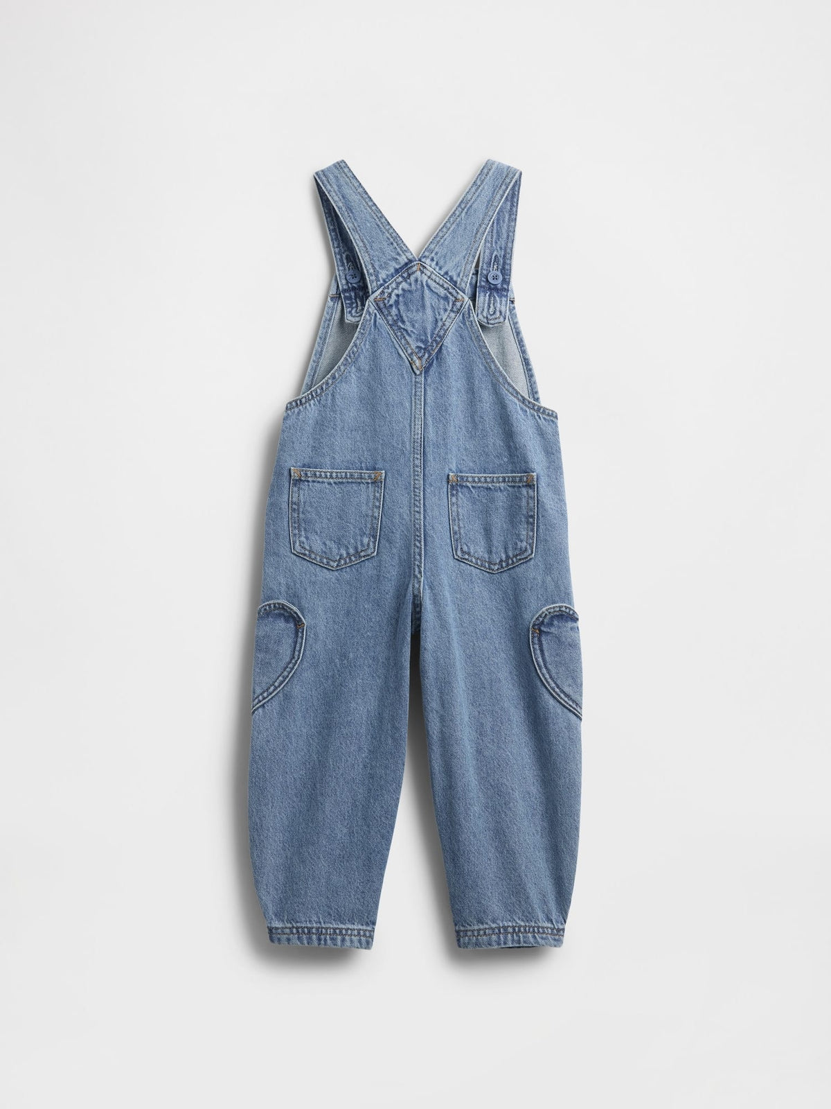 Açık Mavi Toddler Kalp Cepli Horseshoe Tulumu
