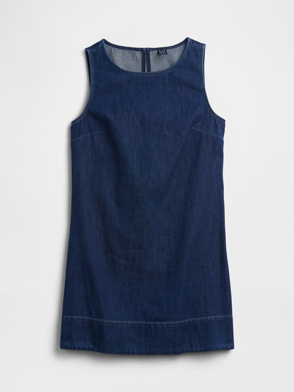 Koyu Mavi Denim Apron Mini Elbise