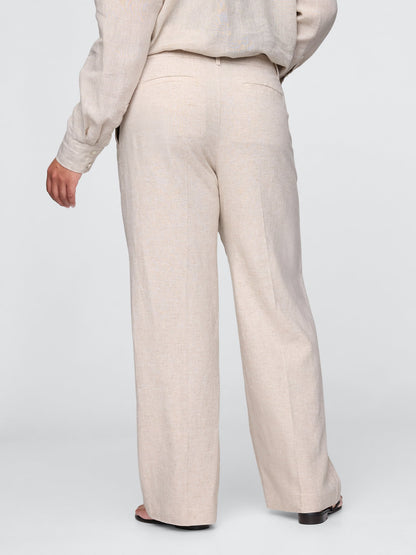 Bej 365 Low Rise Keten Karışımlı Pantolon