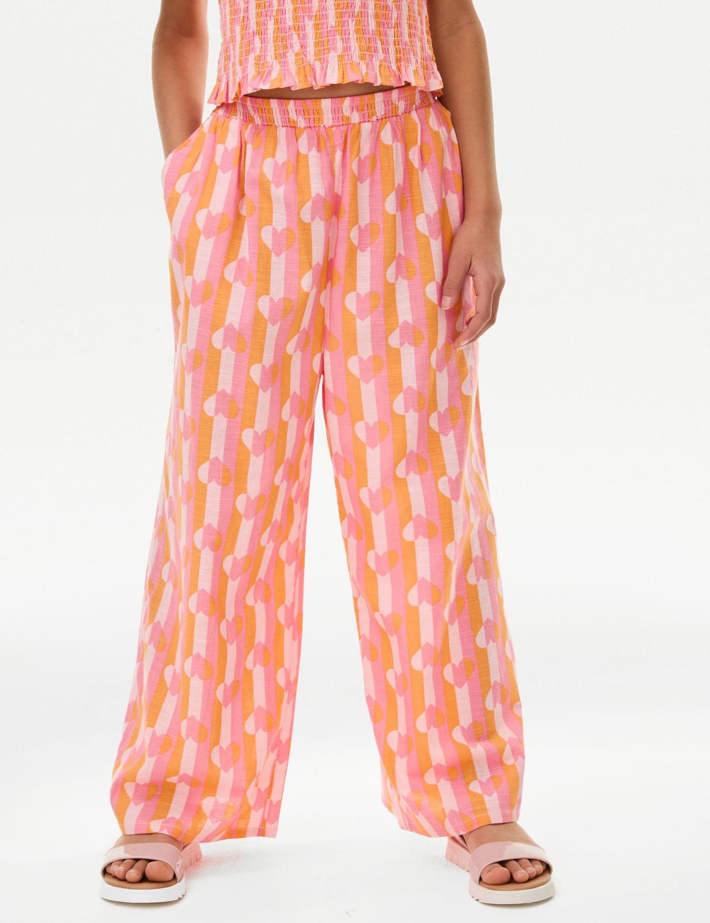 Saf Pamuklu Desenli Wide Leg Pantolon (6-16 Yaş)