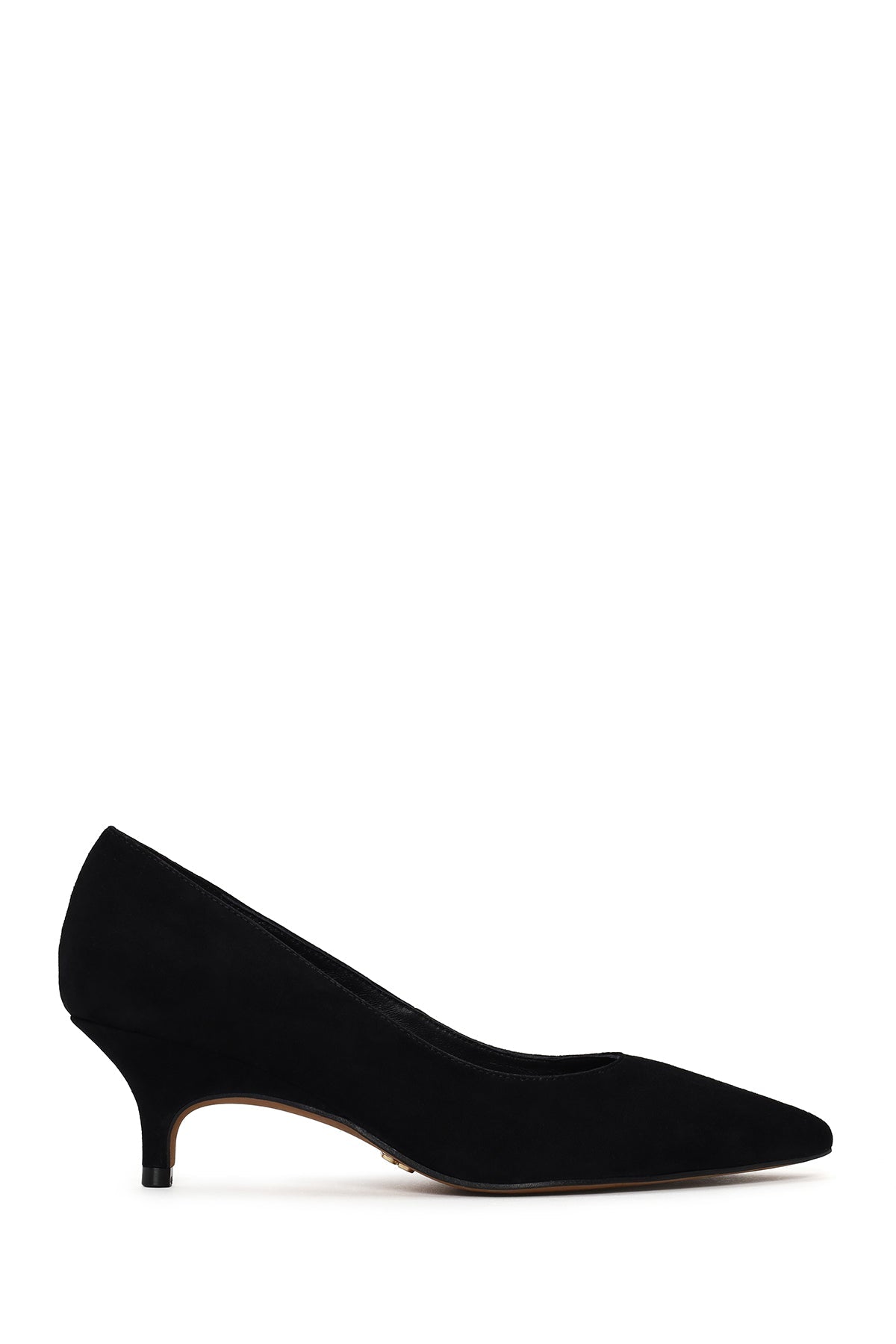 Kadın Siyah Kısa Ince Topuklu Süet Deri Stiletto
