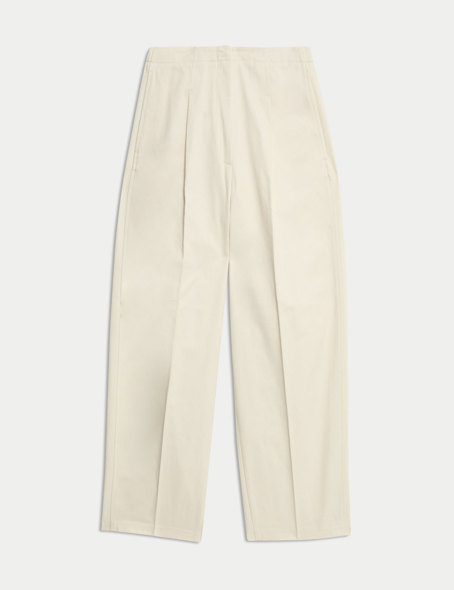 Saf Pamuklu Twill Barrel Leg Pantolon
