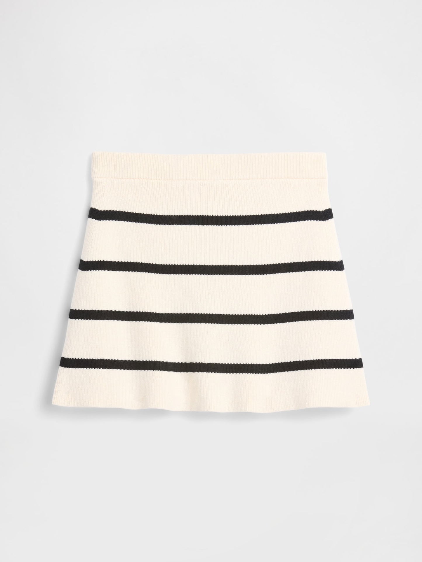Beyaz Pull-on Stripe Triko Etek