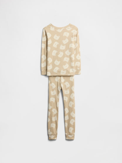 Açık Bej %100 Organik Pamuk Brannan Bear Pijama Takımı