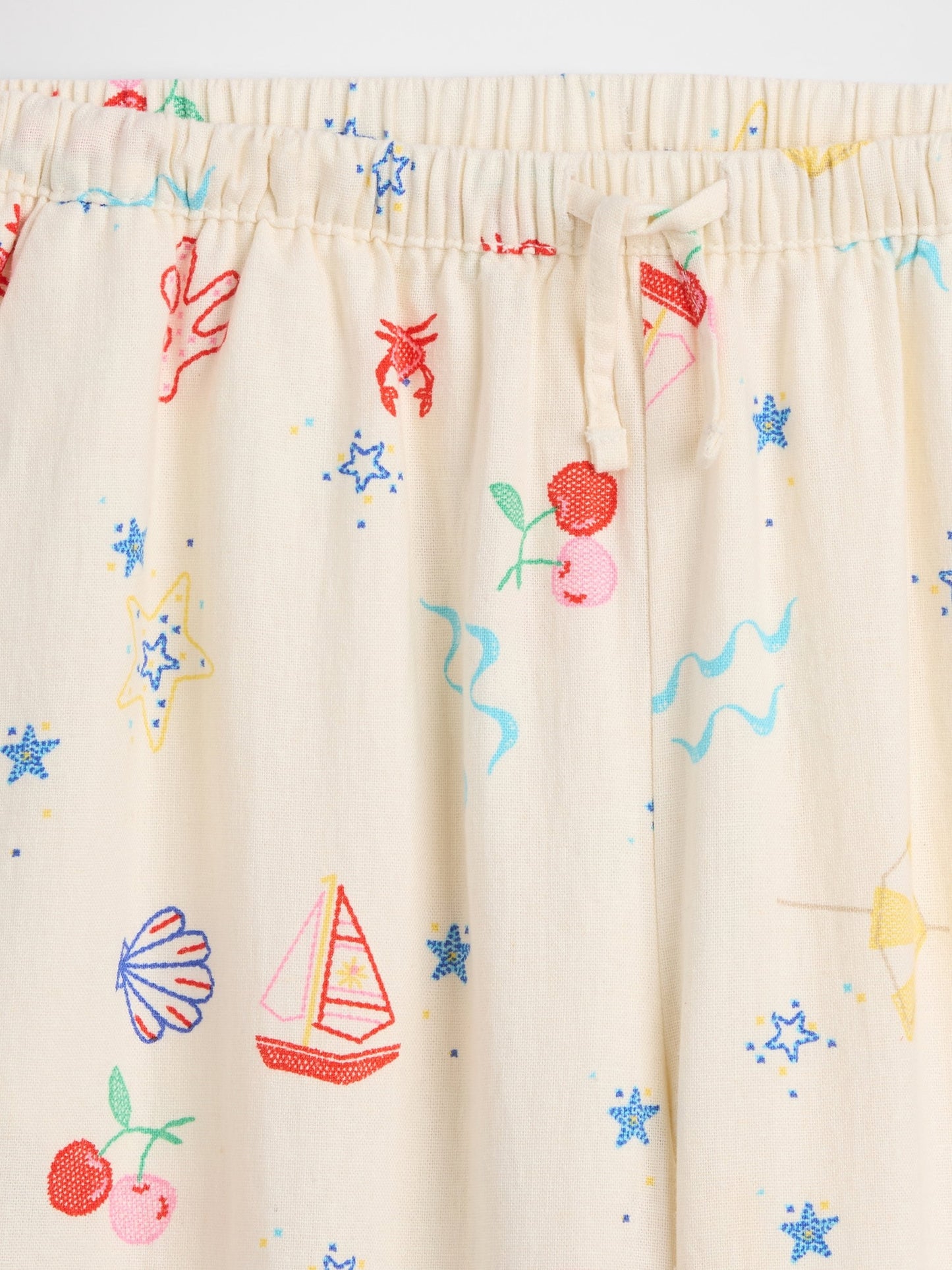 Bej Pull-on Wide-leg Keten Karışımlı Pantolon