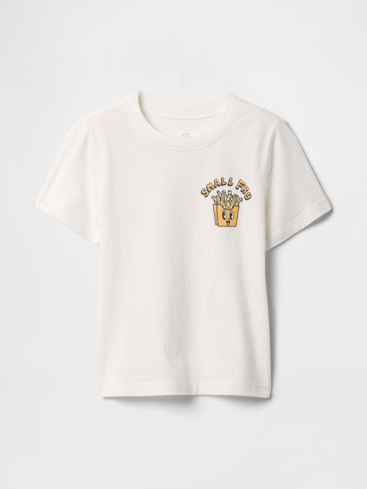 Kırık Beyaz Grafik T-Shirt