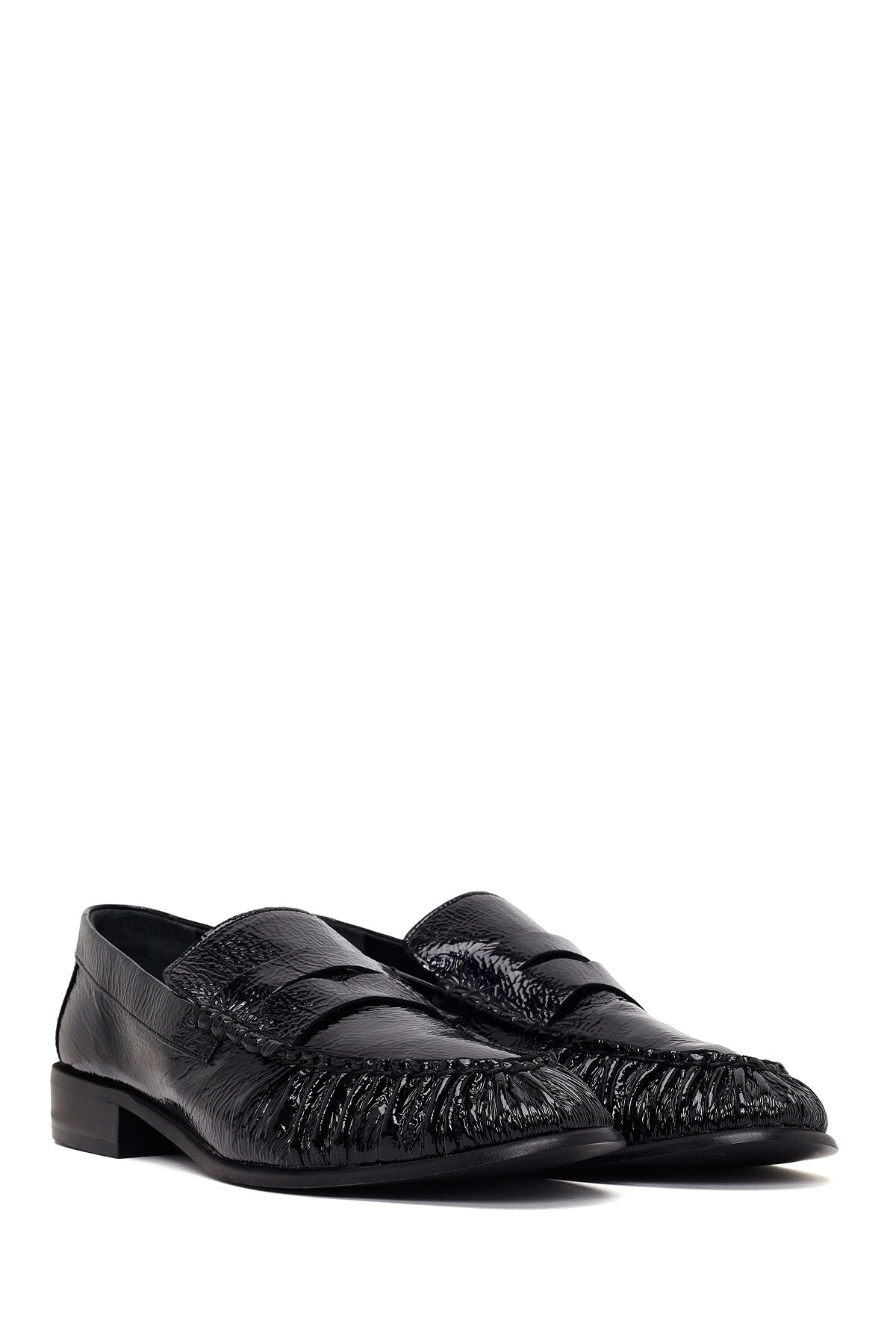 Kadın Siyah Deri Maskülen Loafer