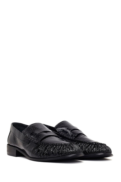 Kadın Siyah Deri Maskülen Loafer